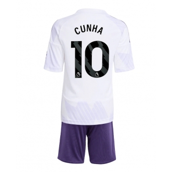 Billige Fotballdrakt Manchester United Matheus Cunha #10 Replika Bortedraktsett Barn 2025-26 Kortermet (med bukser)